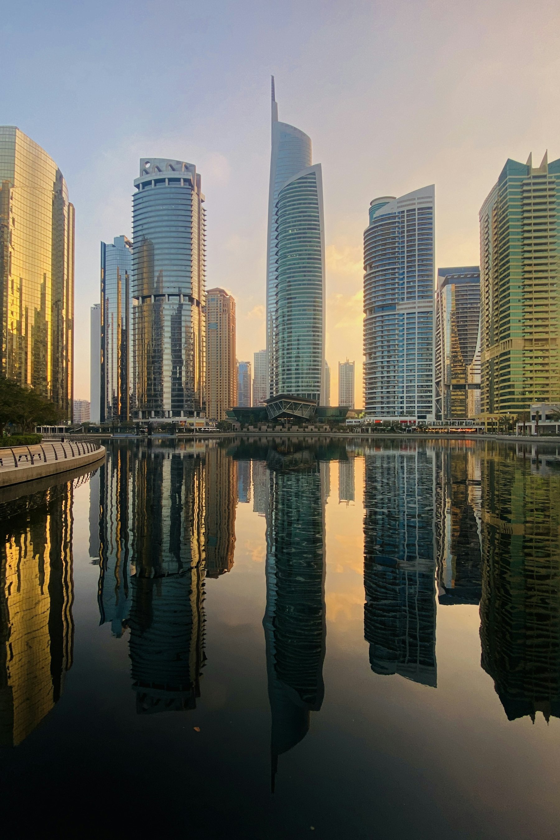 JLT towers and lakes from above
